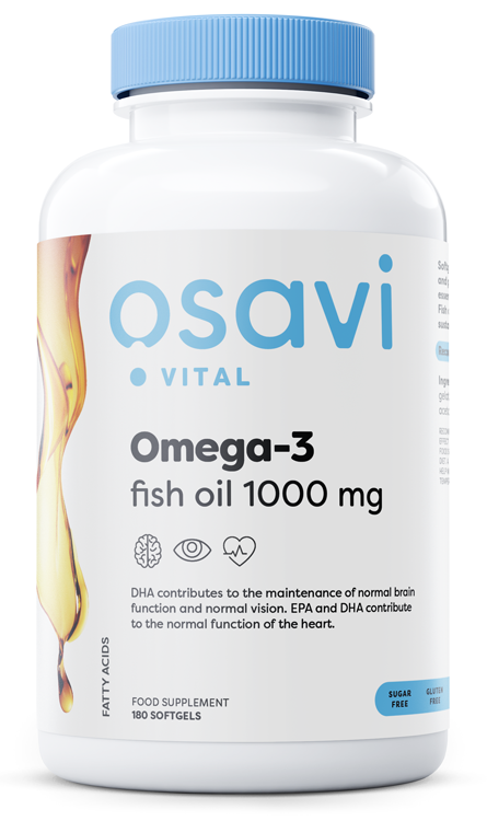 Omega-3 Fish Oil, 1000mg - 180 softgels by Osavi at MYSUPPLEMENTSHOP.co.uk